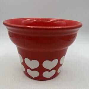 Vintage Waechtersbach Red White Heart Flower Pot Planter Germany Valentine 6.5"
